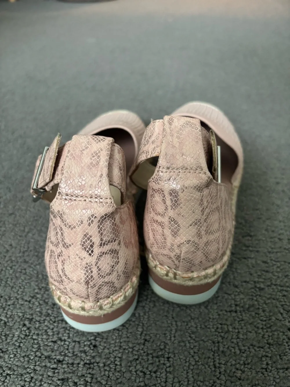 Vince Camuto Blush Pink Woven Espadrille Ankle-Strap Flats